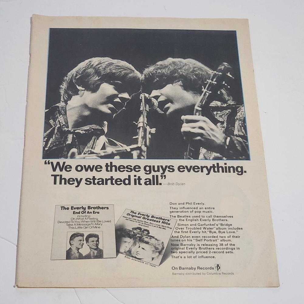 Vintage 1971 Everly Brothers End of an Era Record Print Ad FLIP Magazine Ad